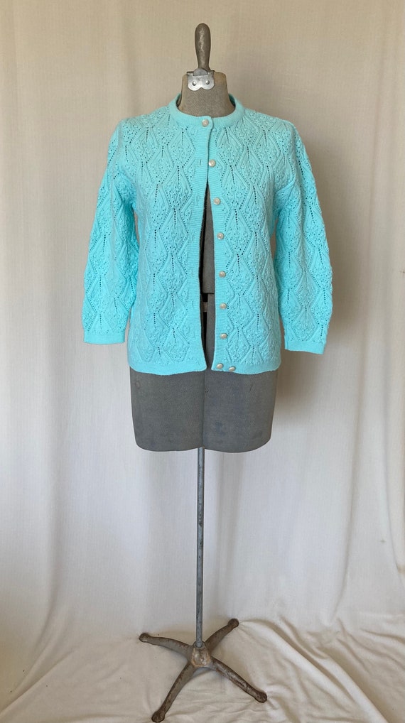 60s vintage cuddle knit wintuk knit cardigan | aqu