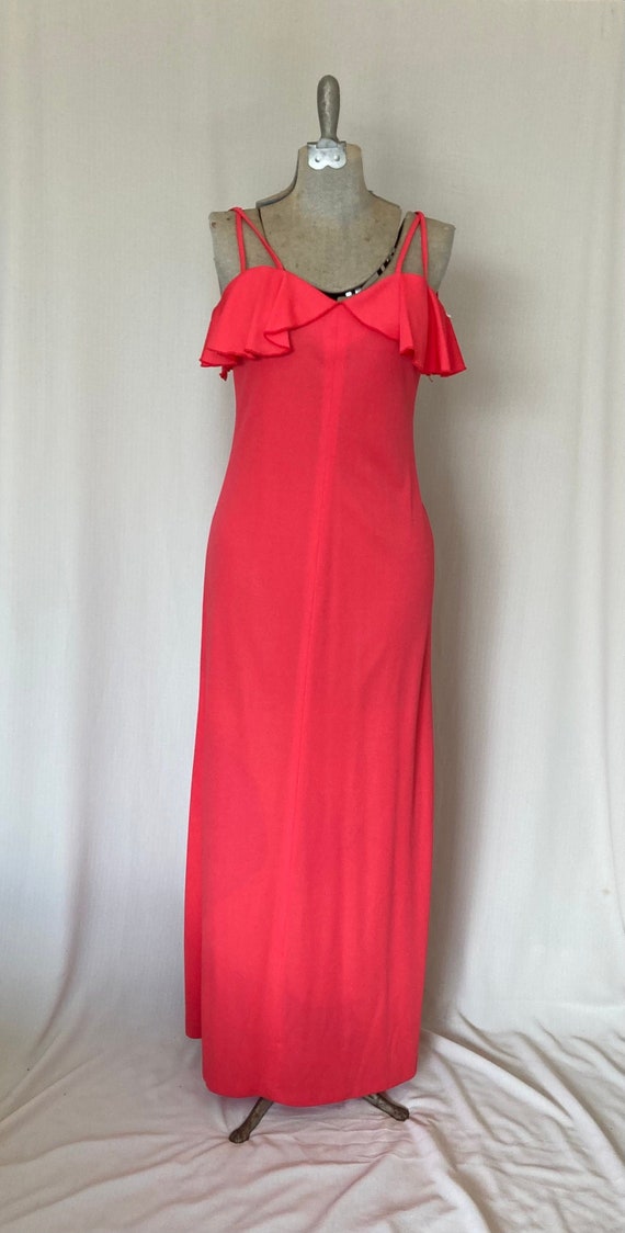 70s vintage jo jr scrappy dress | coral red orang… - image 1