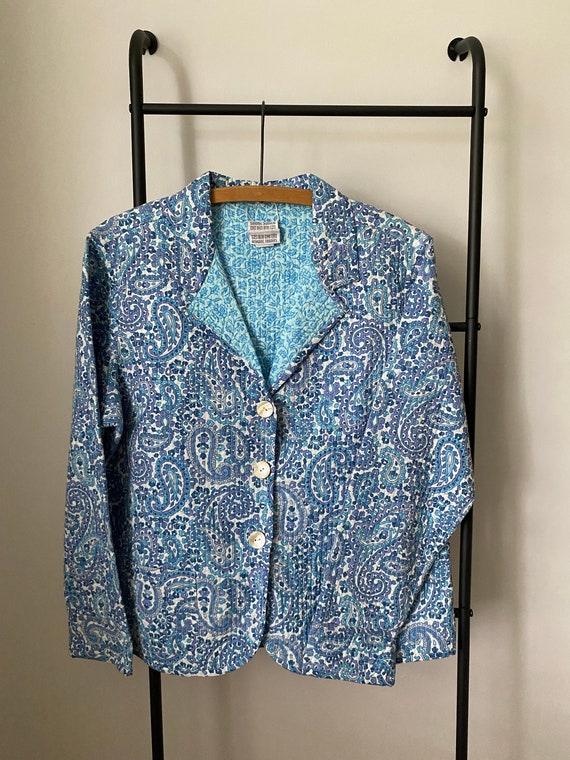 80s 90s vintage Nomadic Traders blue floral paisle