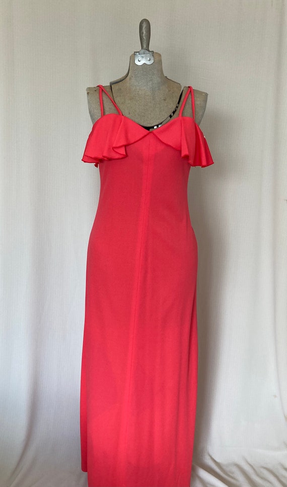 70s vintage jo jr scrappy dress | coral red orang… - image 2