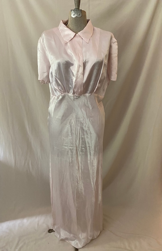 Vintage 1930s 1940s Laros Pink Rayon Satin Floor L