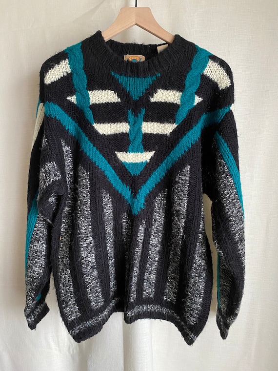 90s vintage brad richards hand knit sweater acryli