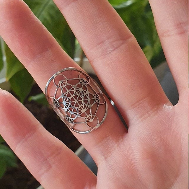 Metatron's Cube ring Stainless Steel sterling silver Etsy