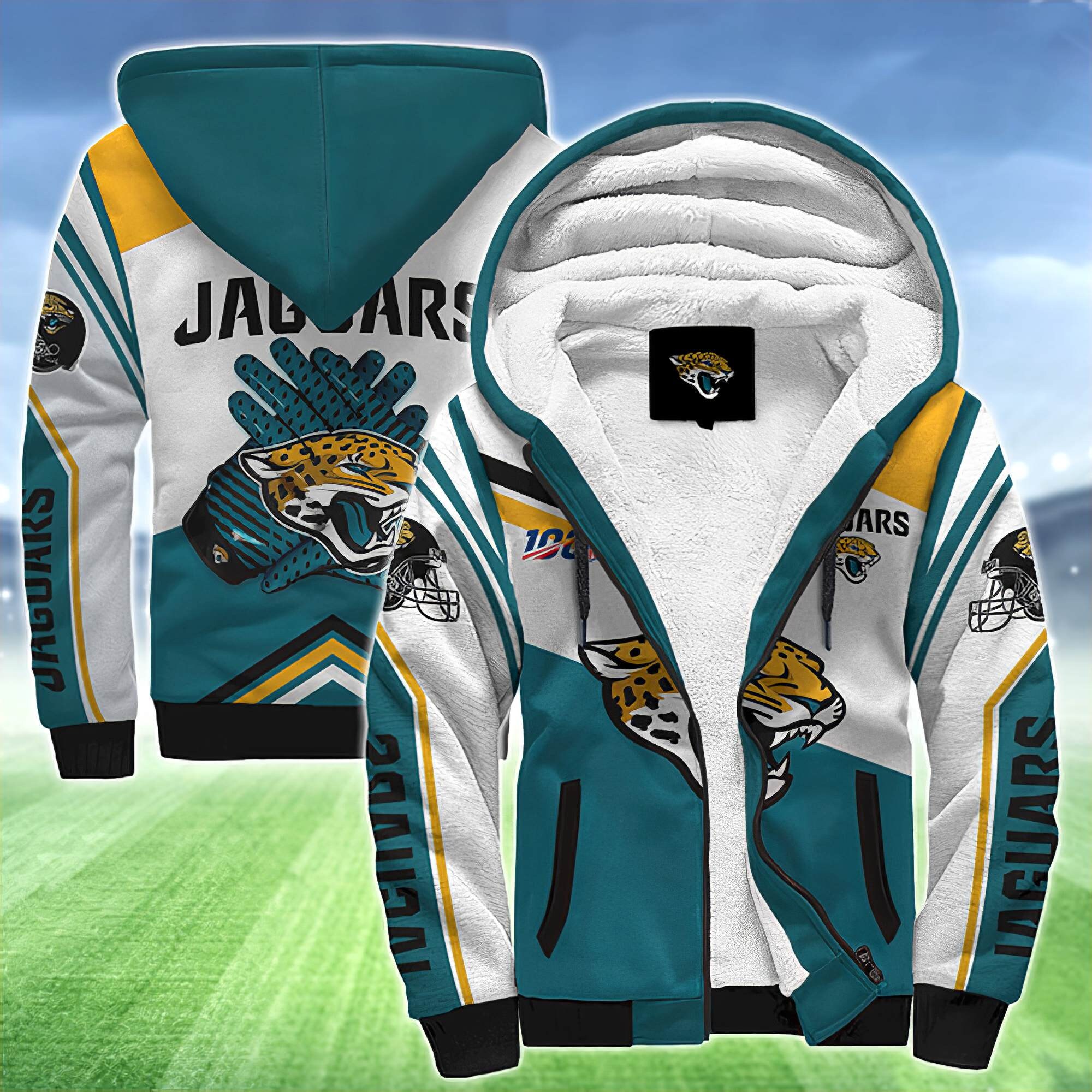Jacksonville Jaguars 3D Zip Up Fleece Jacket Jacksonville | Etsy