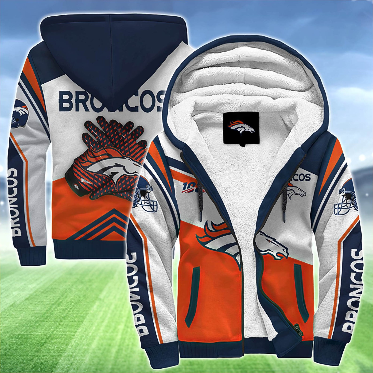 Denver Broncos Zip Up Fleece Jacket Denver Broncos Super