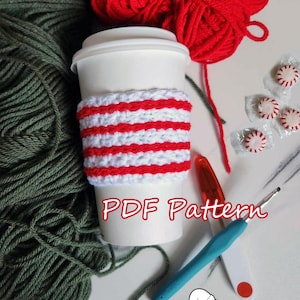 Peppermint Coffee Cup Cozy Crochet Pattern