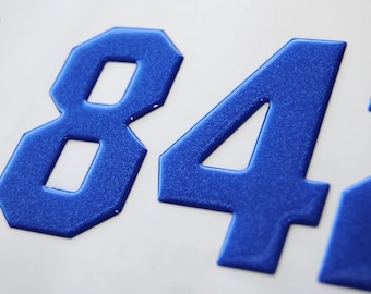 Blue Metallic 3D Raised Boat Registration Number decals | Set of 2 | 3" tall minimum