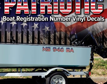 Patriotic Color Boat Registration Number decals | Set of 2 | 3" tall minimum