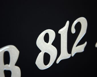 White Metallic 3D Raised Boat Registration Number decals | Set of 2 | 3" tall minimum