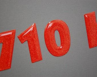 Red Metallic 3D Raised Boat Registration Number decals | Set of 2 | 3" tall minimum