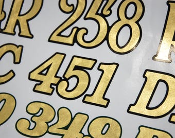 Gold Leaf Boat Registration Number decals | Set of 2 | 3" tall minimum