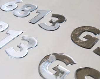 Chrome 3D Raised Boat Registration Number Decals | 3" tall minimum | Set of 2