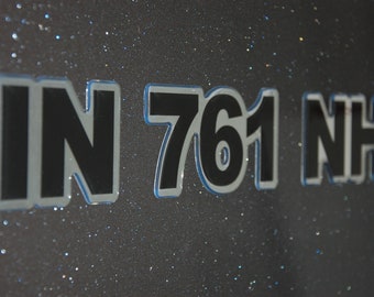Black & Chrome 3D Raised Boat Registration Number decals | Set of 2 | 3" tall minimum