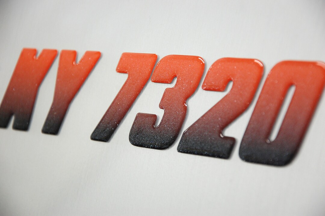 Boat Number Decals. Domed Lettering With Metallic Finish. Sold as Set