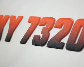Metallic Gradient 3D Raised Boat Registration Number Decals | Set of 2 | 3" tall minimum