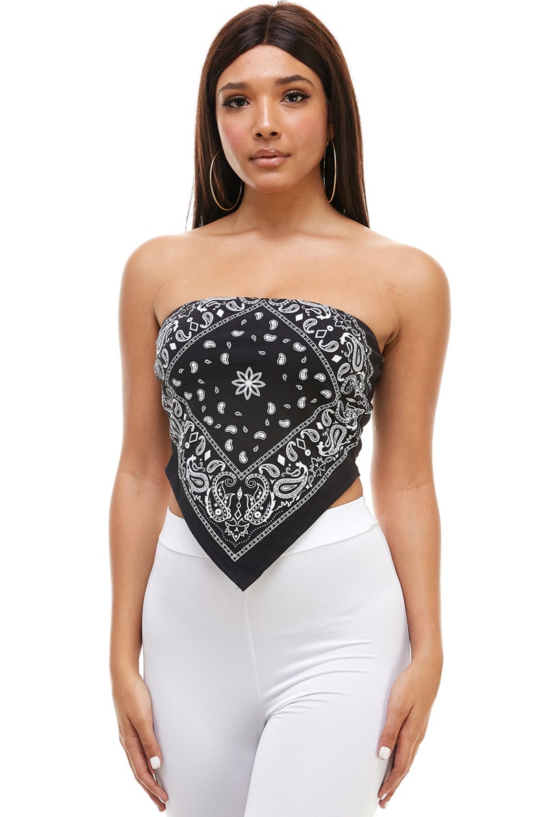 Doublefive Women's Bandana Top Sexy Paisley Crop and Slim Etsy