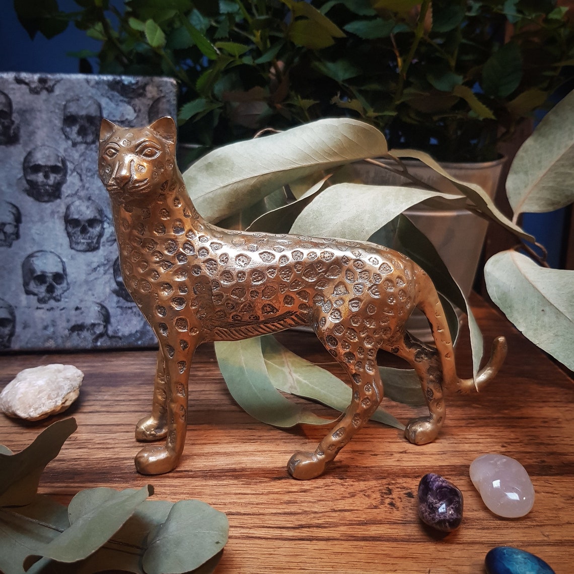 Vintage Brass Cheetah Leopard Ornament Statue Etsy