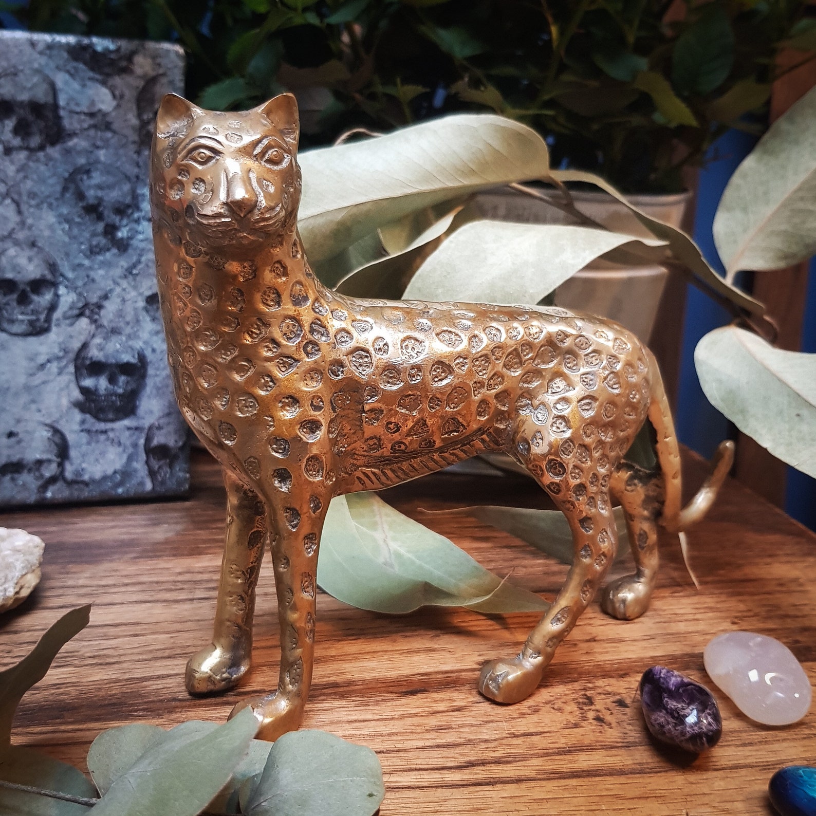 Vintage Brass Cheetah Leopard Ornament Statue Etsy