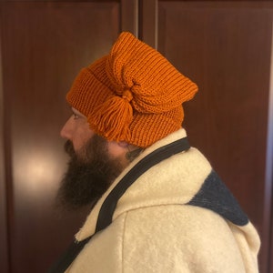 Pumpkin wool Voyageur hat.