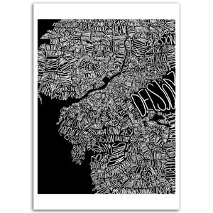 Göteborgskarta svart / Karte von Göteborg schwarz (Semi-Glossy Paper Poster)