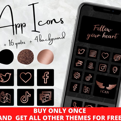 Rose Gold Glitter Ios14 Icon Theme Pack Ios14 Icons Bundle Etsy