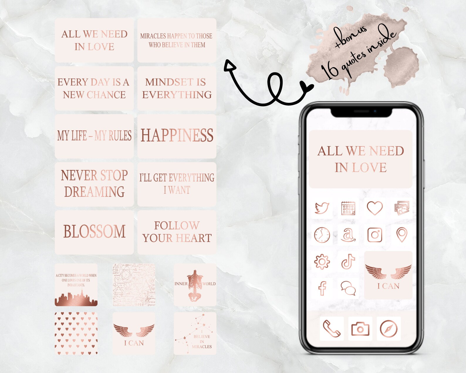 IOS14 App Icons Rose Gold IOS 14 Icons App Covers Icons Etsy