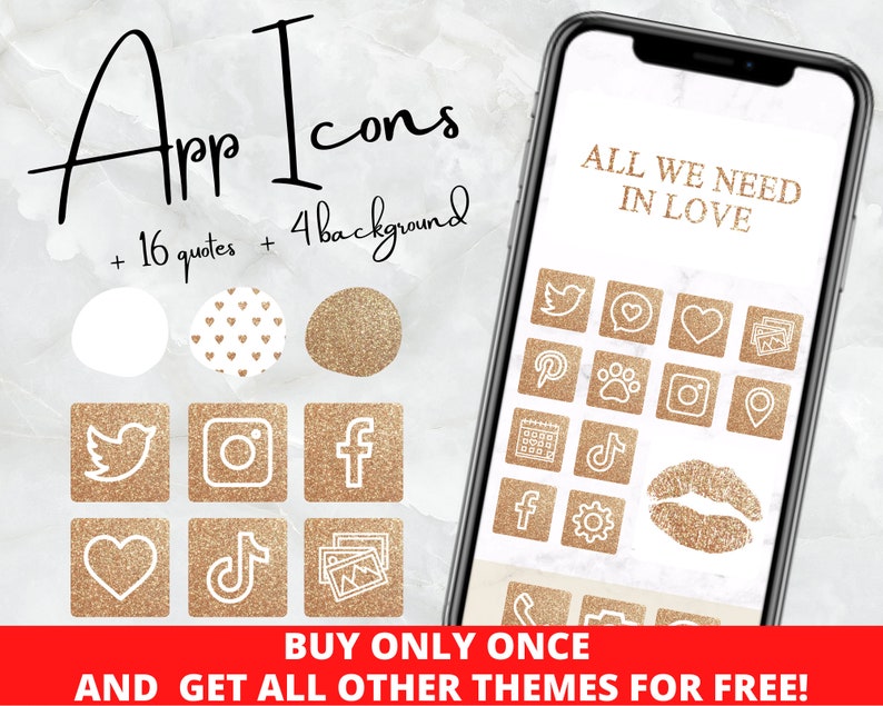 IOS14 App Icons Black Gold IOS 14 Icons App Covers Icons Etsy