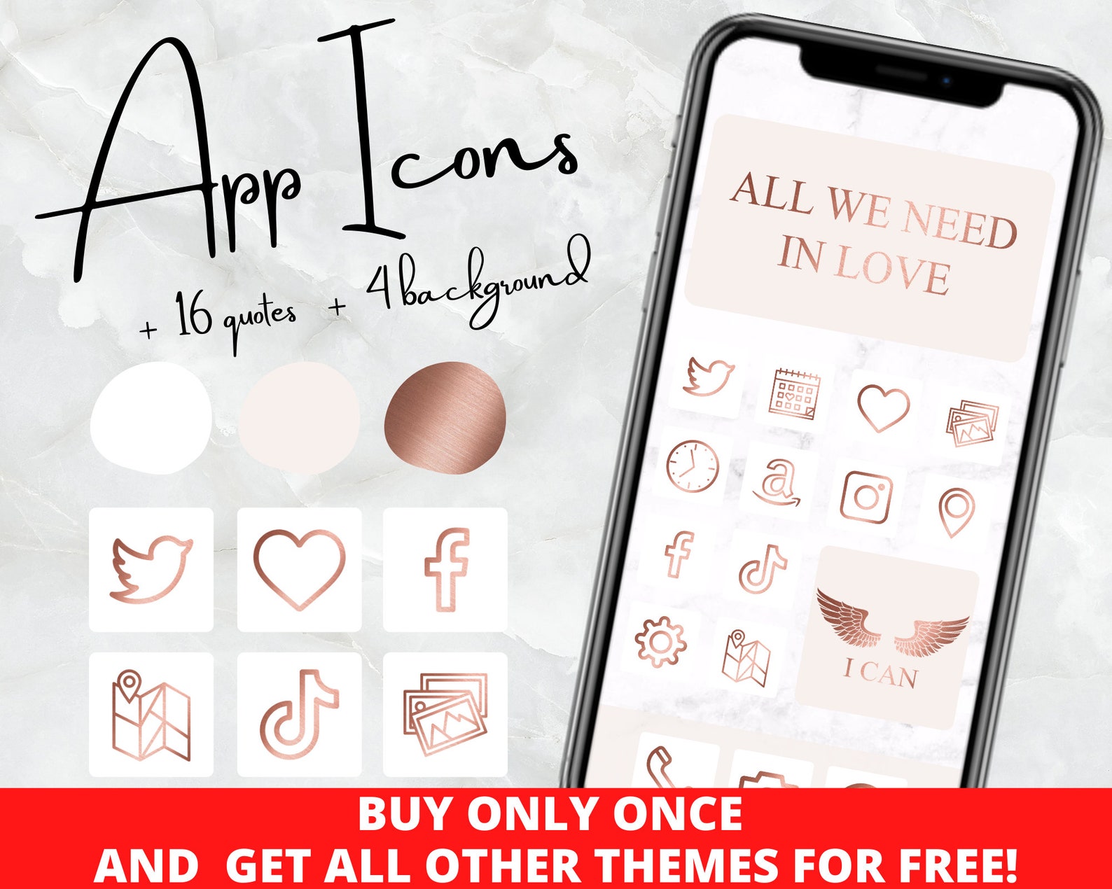 IOS14 App Icons Rose Gold IOS 14 Icons App Covers Icons Etsy