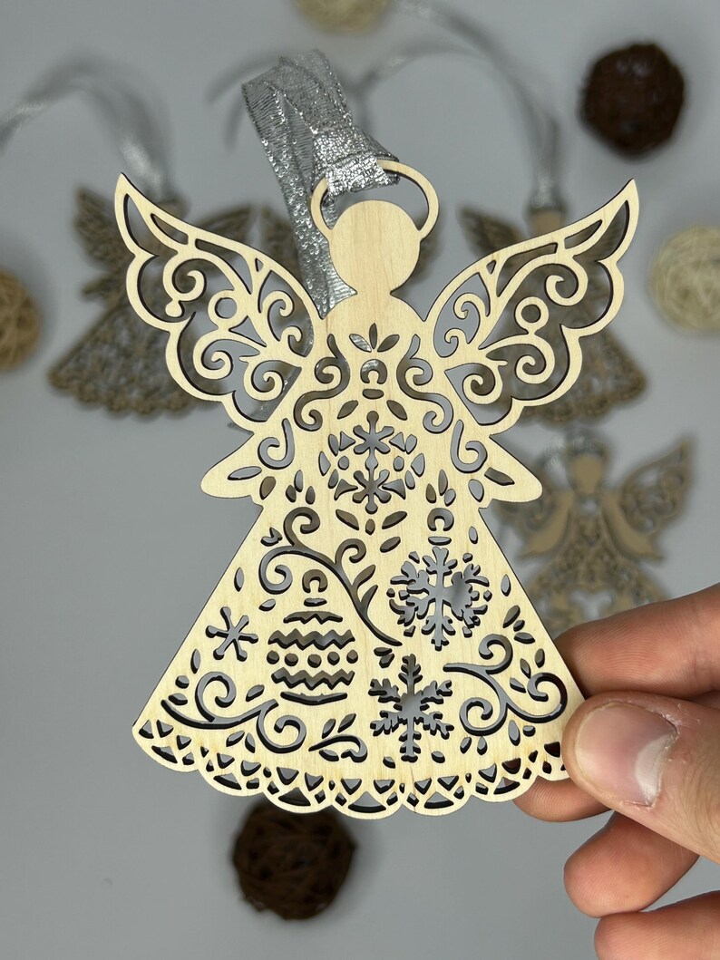 Digital Angels Ornament SVG, Laser Cutting File, Wooden Angel Ornament ...