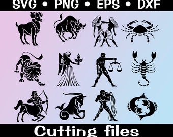 Zodiac Signs SVG/ Astrology Zodiac Signs Bundle svg/ Zodiac Sign Zodiac Signs silhouette svg/ Astrology Horoscope/ eps, dxf, png