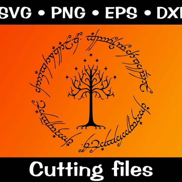 One Ring with Tree of Gondor Vector/ One Ring Clip Art/ LOTR Frodo Gandalf Design SVG/ Rohan/ Prancing Pony Tavern svg/ eps, dxf, png