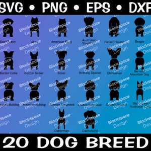 20 Dog File Bundle w/ Dog Breed SVG Clipart Shapes/ Digital Cut File/ Cricut/ Silhouette/ Glowforge laser cnc/ svg, eps, dxf, png