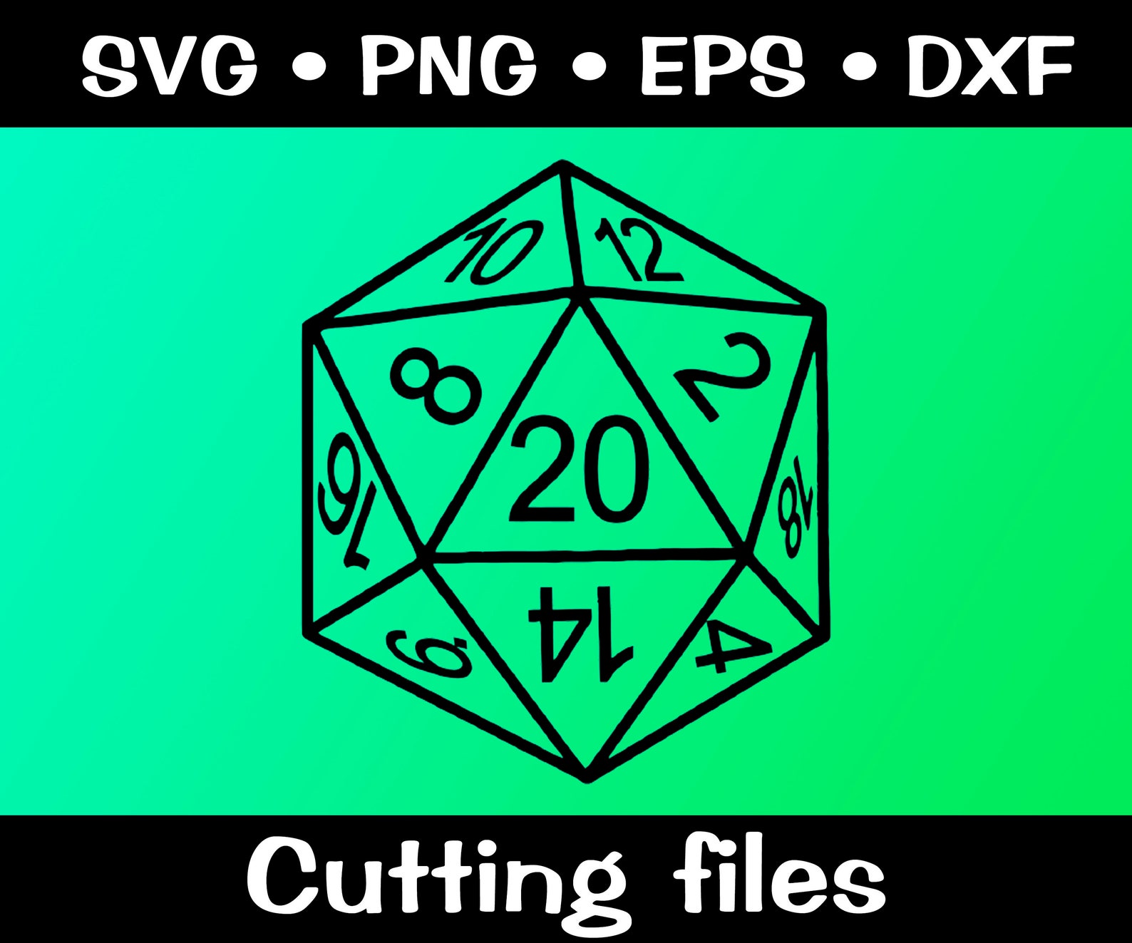 D20 Dice/ Digital Download/ D20 Dice Isometric SVG/ Dnd Dice/ Etsy
