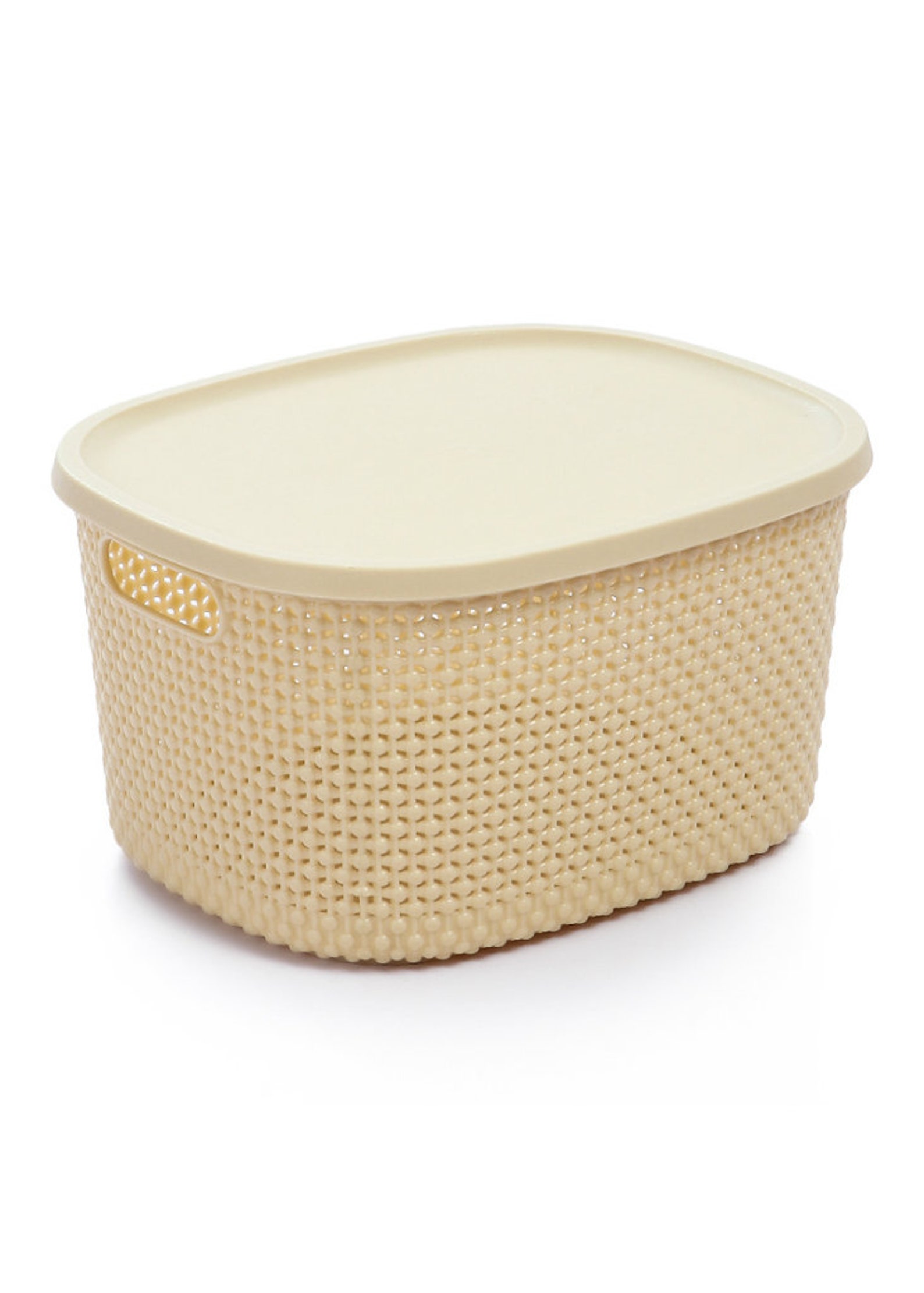 ECO Setof4 Plastic Weaved Storage Baskets With Lids Shelf Etsy