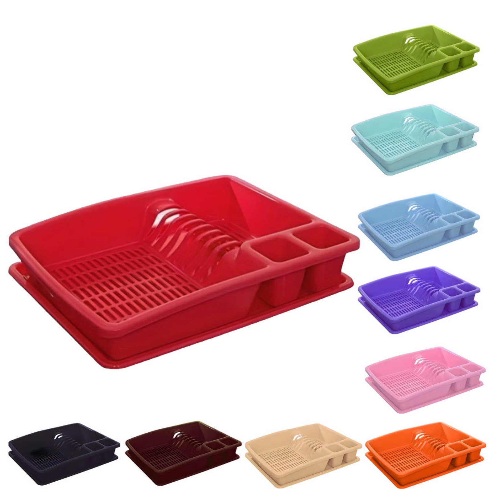 ECO Plastic Dish Drainer With Drip Tray Utensil Holder,draining Board