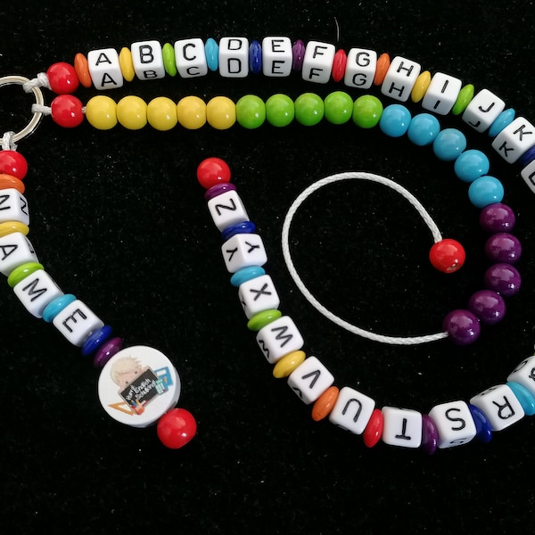 ABC-Kette Rechenkette "Hurra! Endlich Schulkind" bunt (Regenbogenfarben) mit Namen Vorschule, Schule, Einschulung lernen Lernhilfe Geschenk
