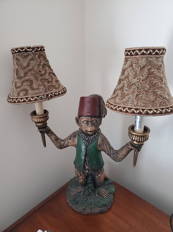 Vintage Bellhop Monkey Lamp Hand Painted by Dezine Etsy