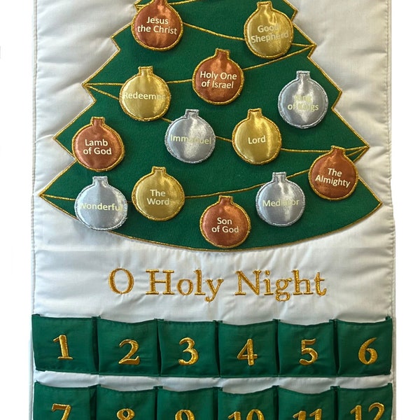 Names of Jesus Cloth Advent Calendar - Christian Family & Kids Fabric Countdown "Reason for the Season" decor