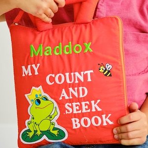 Personalized Count and Seek Quiet Book Toddler Preschool Early Education Counting Cloth Fabric Activity Busy Book by Pockets of Learning