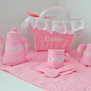Personalized My First Tea Party Toy Set, Soft Plush Play Set for Toddlers and Children, Fabric Activity Gift, Cloth Pretend Play Toy