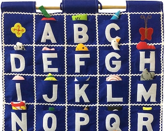 ABC Alphabet Wall Hanging (BLUE) Educational Chart Toddler Preschoolers Early Education by Pockets of Learning