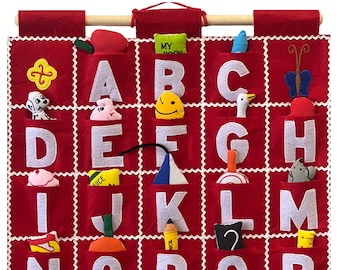 ABC Alphabet Wall Hanging (Red) Educational Chart Toddler Preschoolers