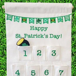 St. Patrick's Day Countdown Calendar Canvas Interactive Wall Hanging for Families and Kids by Pockets of Learning