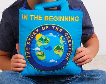 In the Beginning Book Story of the Creation Old Testament Cloth Interactive Kids Church Bible Quiet Busy Book by Pockets of Learning