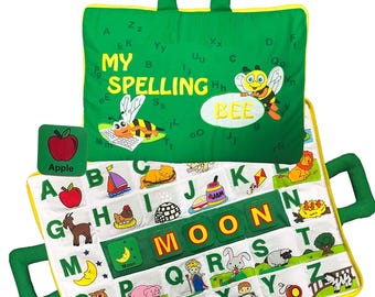 Personalized My Spelling Bee Activity Book Toddler Preschool Early Education Alphabet & Words Cloth Fabric Busy Book by Pockets of Learning