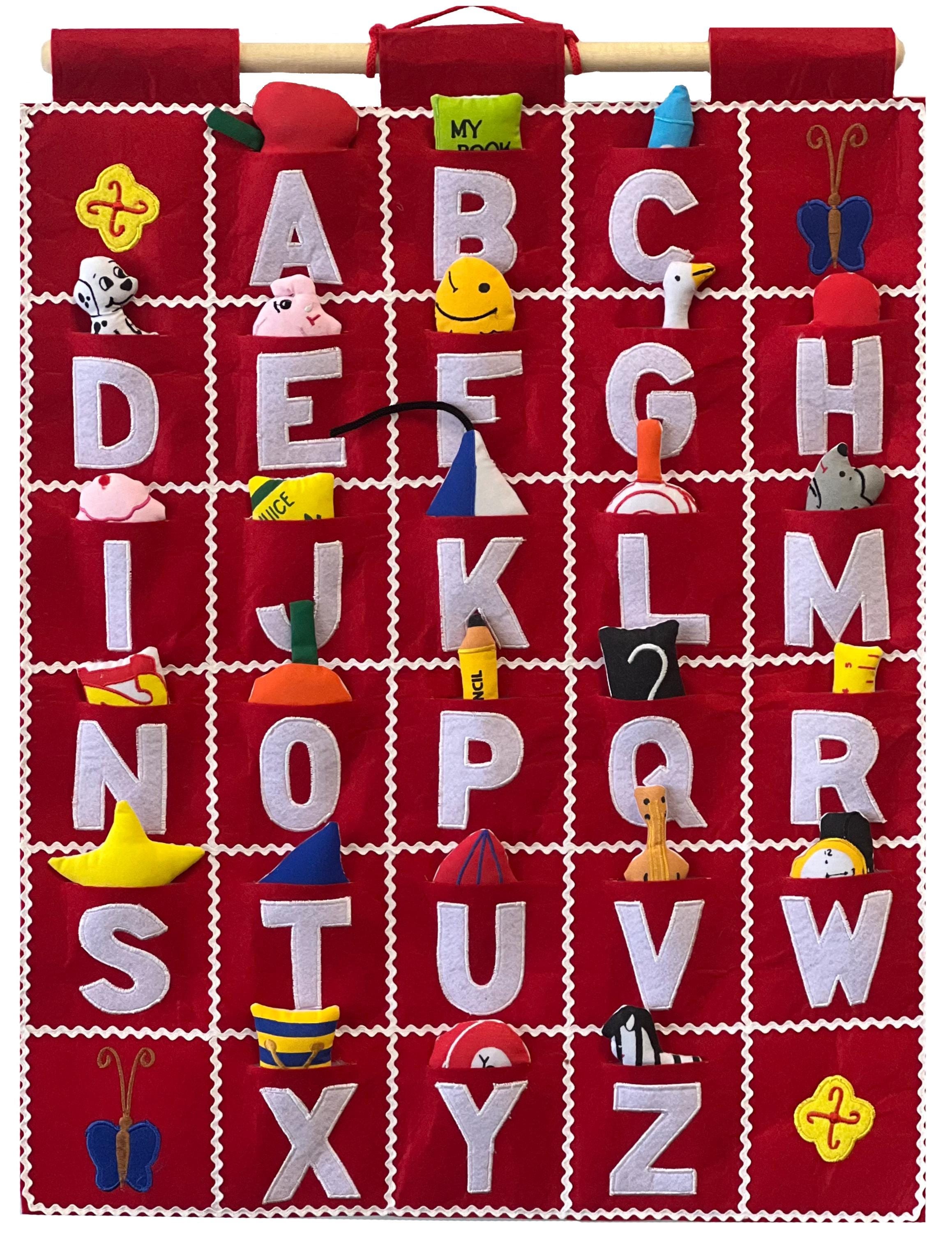 Tableau éducatif de l'alphabet ABC à suspendre (rouge) pour tout-petits d'âge préscolaire