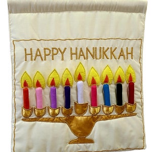 Happy Hanukkah Kids & Family Jewish Menorah Cloth Wall Hanging Judaica Hebrew Holiday Decor by Pockets of Learning image 3
