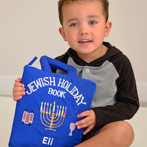 Personalized Jewish Holiday Book Cloth Interactive Kids Toddler Quiet Busy Book Hebrew Gift by Pockets of Learning image 1