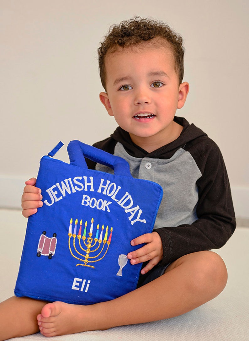 Personalized Jewish Holiday Book Cloth Interactive Kids Toddler Quiet Busy Book Hebrew Gift by Pockets of Learning image 1