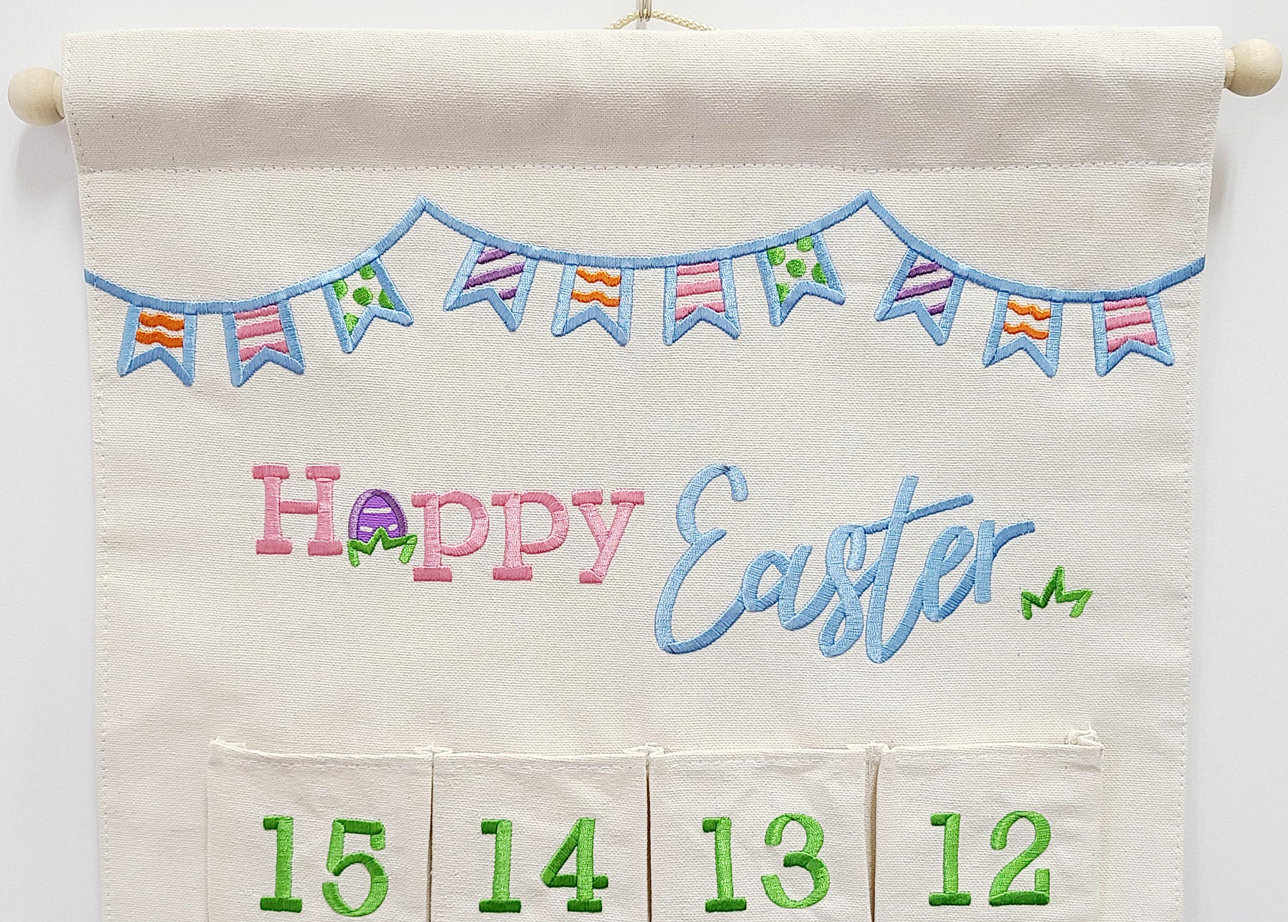 Happy Easter Countdown Calendar Canvas Advent Wall Hanging W/ Bunny ...